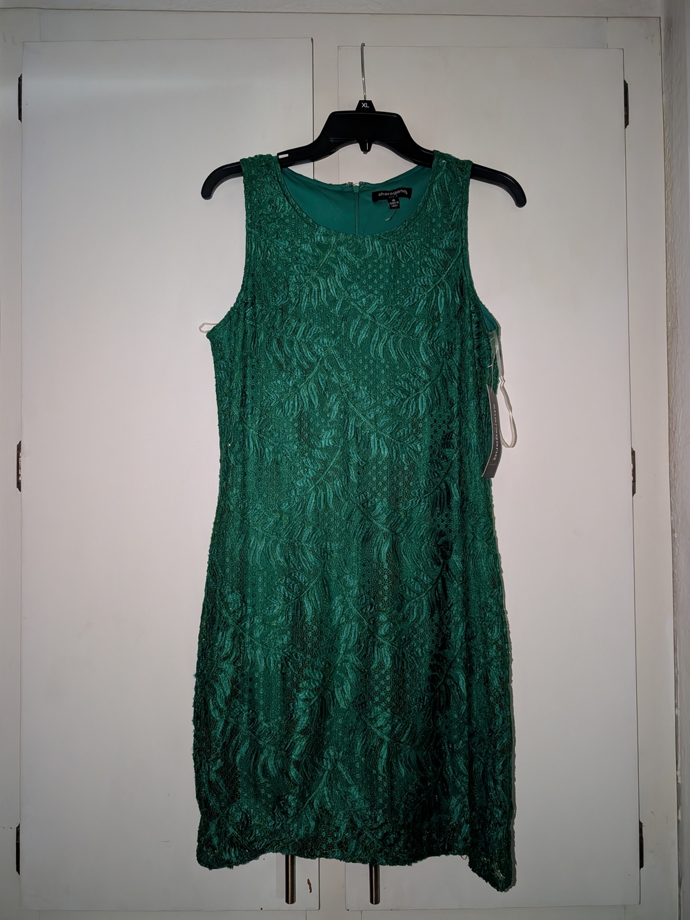 Sharagano Emerald Green Sleeveless Lace Maxi Dress